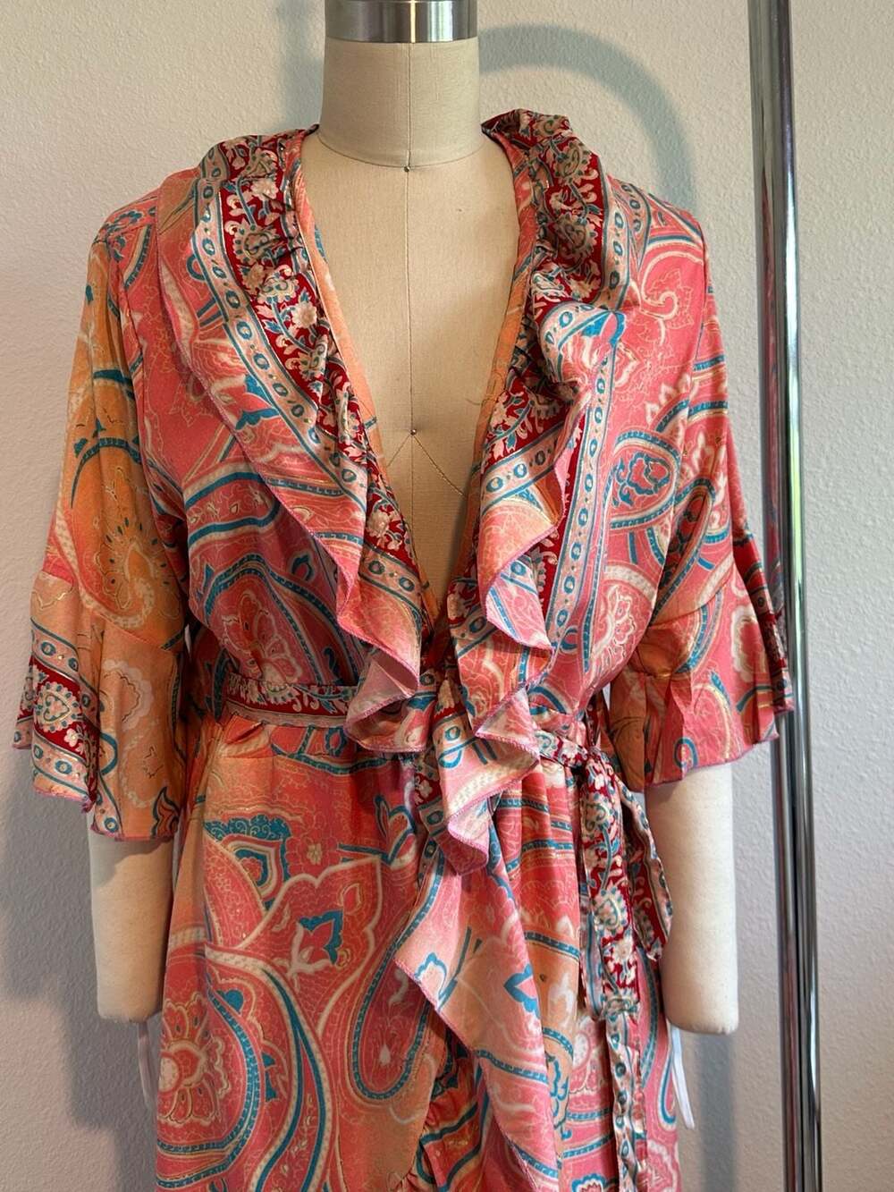 Spell & The Gypsy Collective Paisley Ruffle Wrap Maxi Dress. TAG MISSING! - Picture 5 of 9